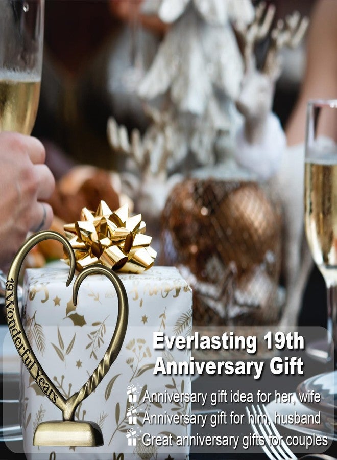 BESZONE 19 Year Anniversary Bronze Gifts for Her Him Gift 19th Wedding Anniversary for Couples Wife Husband Men, Hand Forged Bronze Heart Art Keepsake Home Decor Artwork - Image 4